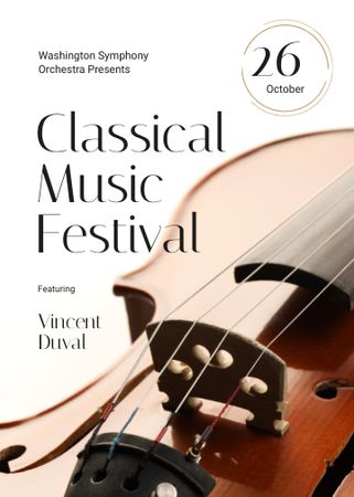 Classical Music Festival Violin Strings Flayer Modelo de Design