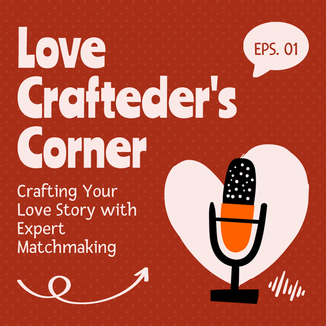 Plantilla de diseño de Episode about Dating with Illustration of Microphone Podcast Cover 