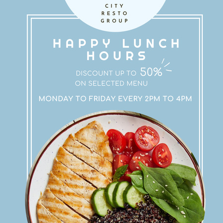 Modèle de visuel Happy Hours for Lunch  - Instagram