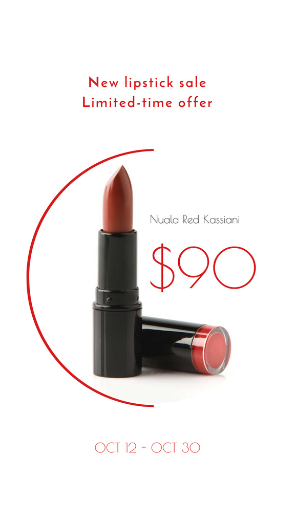 Cosmetics Sale with Red Lipstick Instagram Story tervezősablon