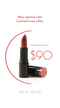 Ontwerpsjabloon van Instagram Story van Cosmetics Sale with Red Lipstick