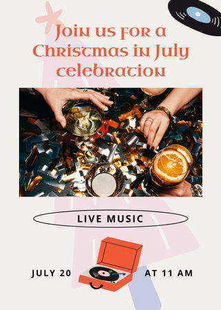  July Christmas Sale Announcement with Happy Couple Flayer Design Template