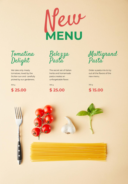 Italian Restaurant Food Featuring Pasta Delights and Ingredients Poster 28x40inデザインテンプレート
