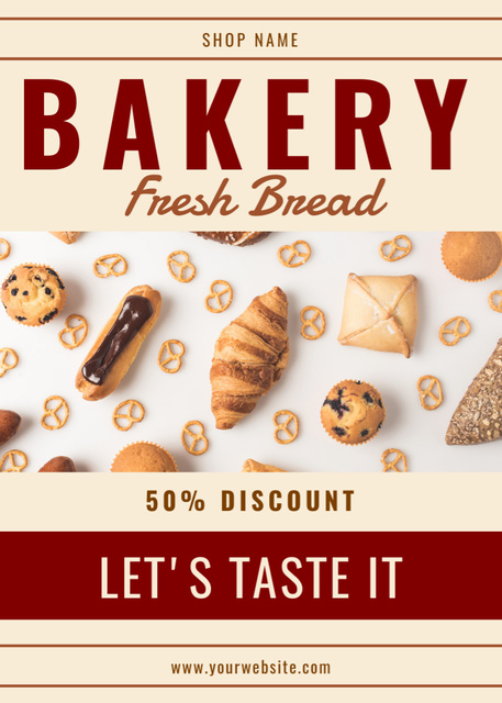 Sweet Bakery and Fresh Bread Sale Flayerデザインテンプレート