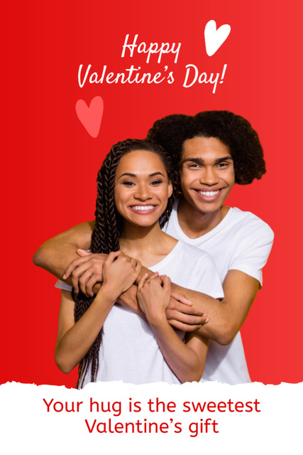 African American Couple on Valentine's Day Postcard 4x6in Vertical Design Template