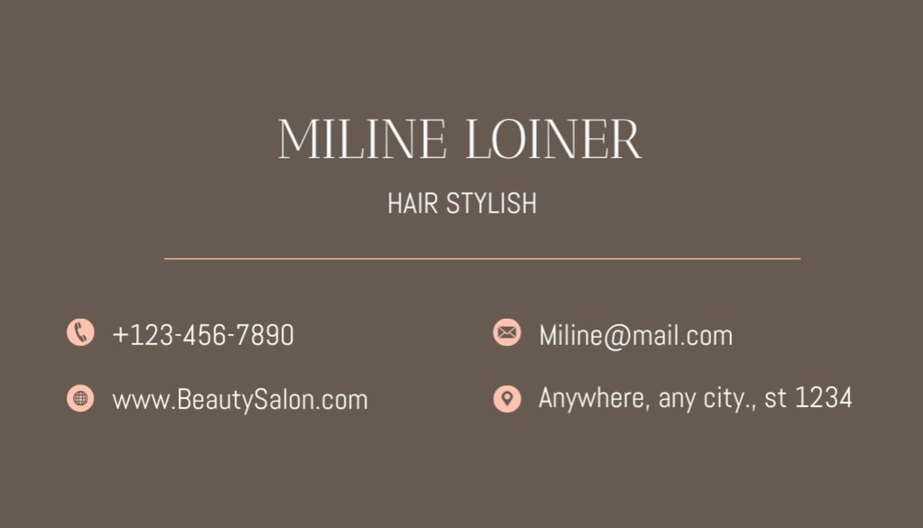 Hair Specialist Services Ad on Brown Business Card US – шаблон для дизайна
