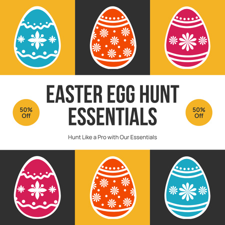 Modèle de visuel promo essentiels de chasse aux œufs de pâques - Instagram