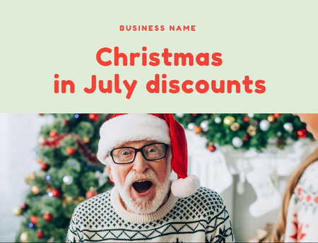 Christmas In July Celebration With Discounts Postcard 4.2x5.5in tervezősablon