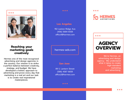 Modern Advertising Agency Overview with Businesspeople Smiling Brochure 8.5x11in Design Template