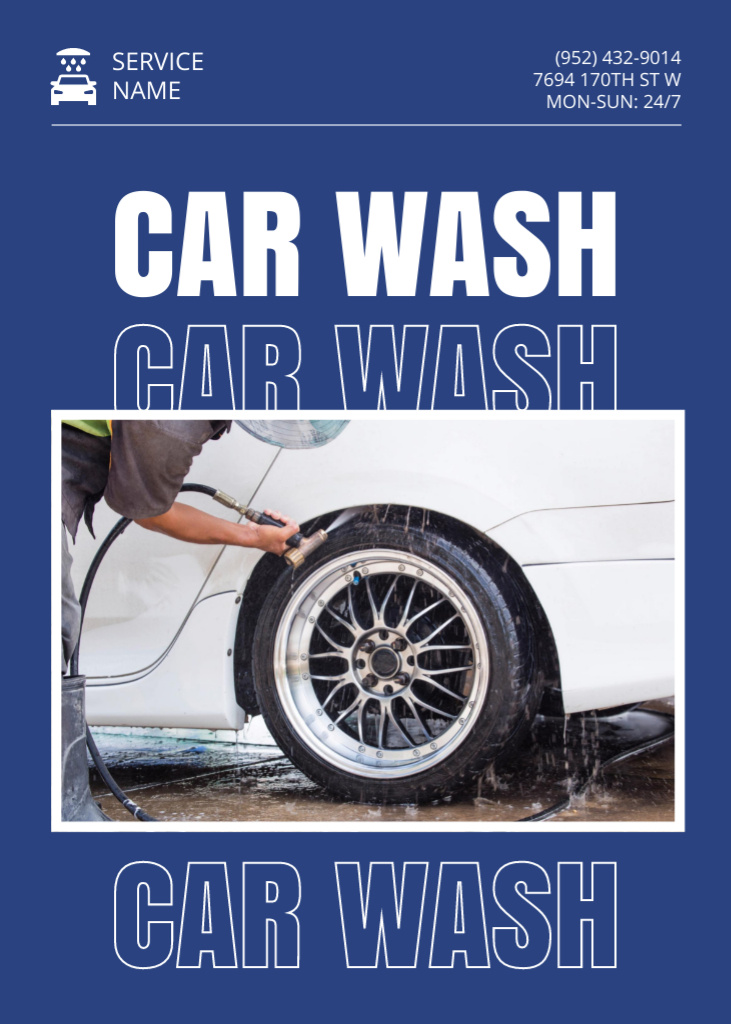 Car Wash Services with clean wheel Flayer Modelo de Design
