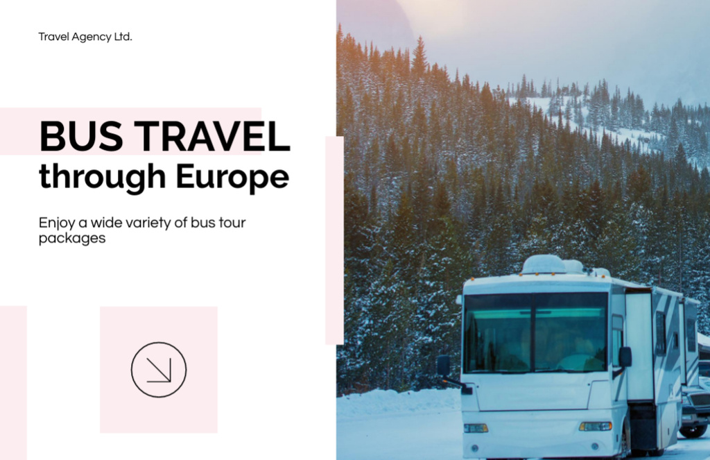 Bus Travelling through Europe Flyer 5.5x8.5in Horizontal Design Template
