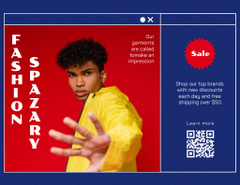 Fashion Ad with Stylish Young Guy on Blue