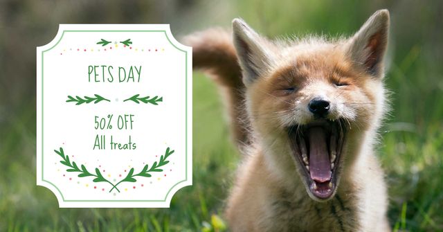 Ontwerpsjabloon van Facebook AD van Pets Day Offer with Cute Dog