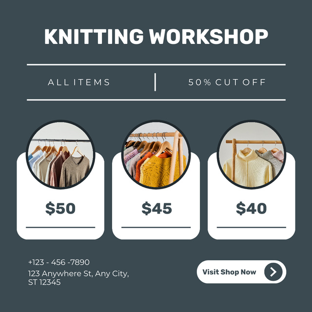 Ontwerpsjabloon van Animated Post van Discount on All Knitted Sweaters