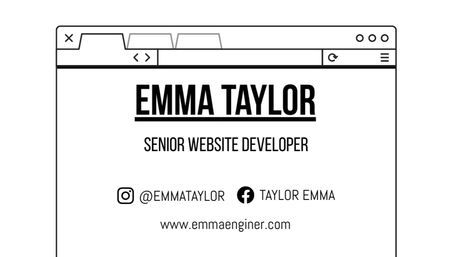 Template di design Sviluppatore senior di siti Web con illustrazione Business Card US