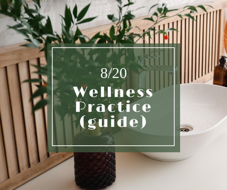 Bathroom Accessories and Flowers in Vases With Wellness Practice Guide Facebook Design Template