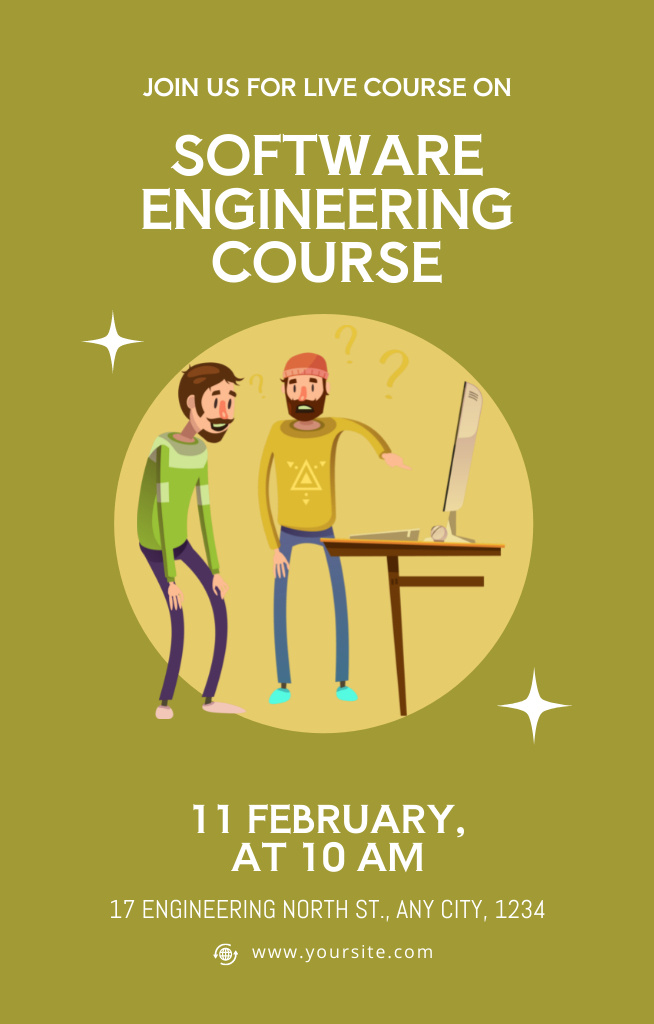 Software Engineering Course Ad on Green Invitation 4.6x7.2in – шаблон для дизайна