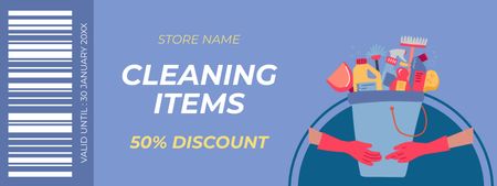 Household Cleaning Items Discount Blue Coupon Design Template