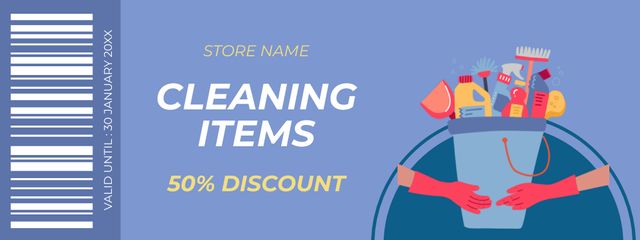 Household Cleaning Items Discount Blue Coupon Πρότυπο σχεδίασης