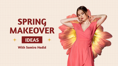 Spring Ideas with Beautiful Young Woman Youtube Thumbnail Design Template