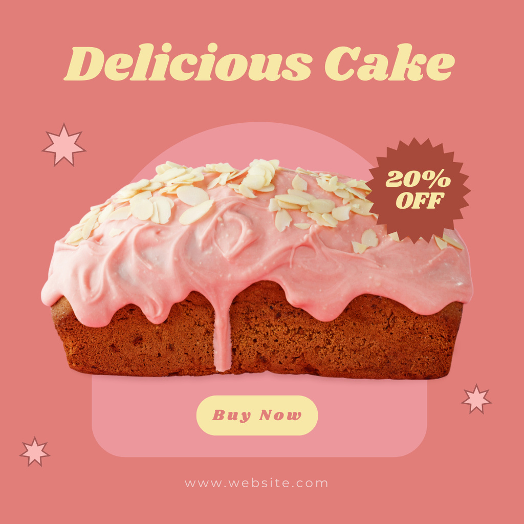 Delicious Cake with Pink Cream for Bakery Sale Discount Instagram Tasarım Şablonu