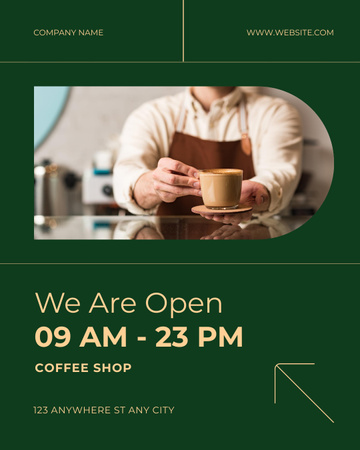 Coffee House Opening Announcement Instagram Post Vertical Design Template
