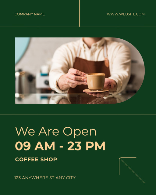 Coffee House Opening Announcement Instagram Post Vertical – шаблон для дизайну