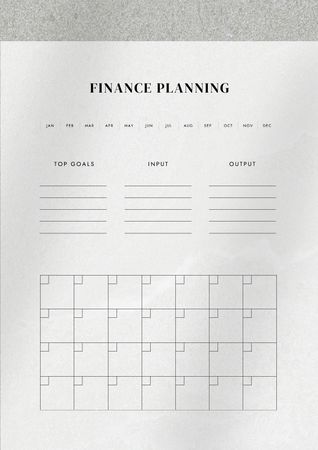 Finance Planning in grey Schedule Planner tervezősablon