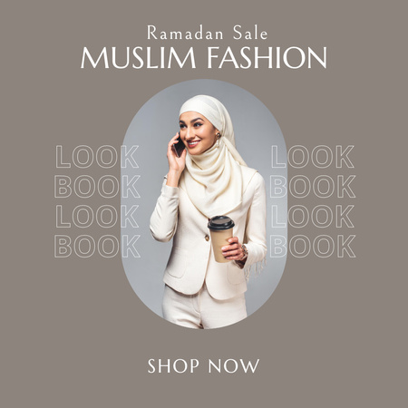 Ramadan Clothes Sale with Slender Muslim Woman Instagram Design Template
