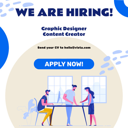 Vacancy Ad with People work at Table Instagram Design Template