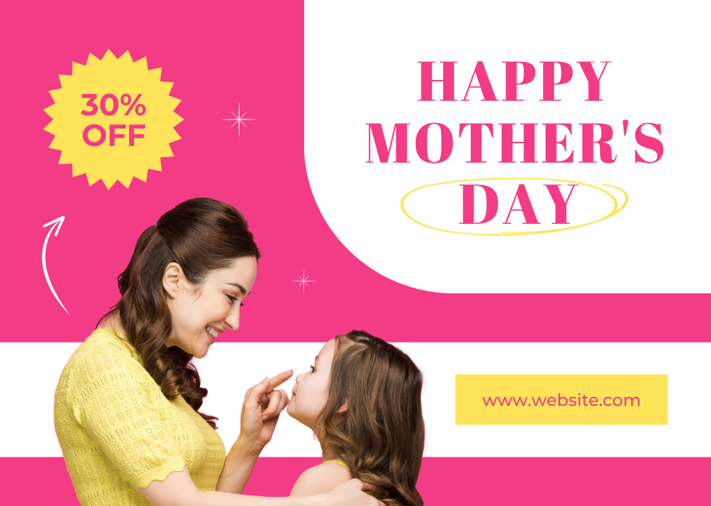 Mom with Cute Little Daughter on Mother's Day Card Modelo de Design