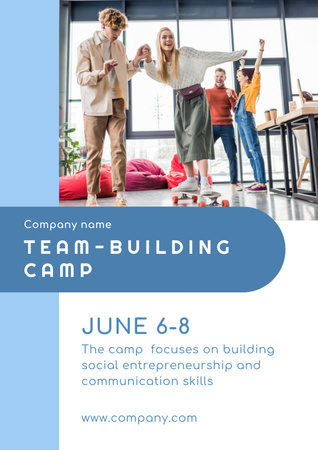 Team Building Camp Announcement Poster A3 Modelo de Design