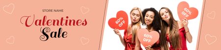 Ontwerpsjabloon van Ebay Store Billboard van Sale for Valentine's Day with Beautiful Young Women