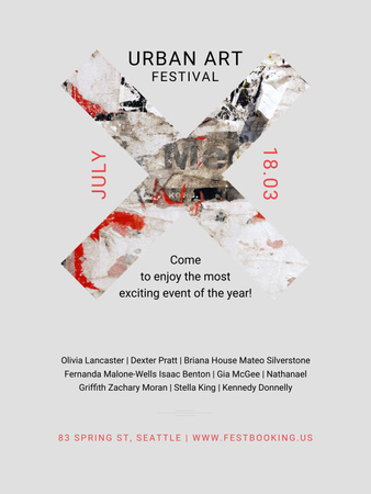 Designvorlage Urban Art Festival Invitation für Poster US