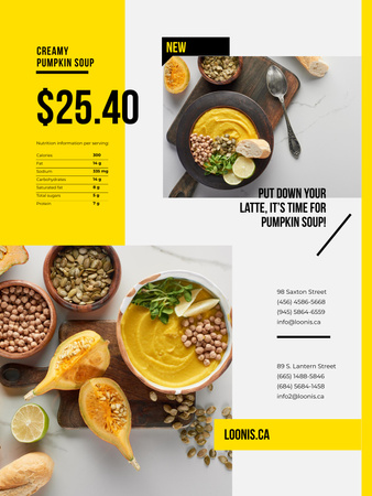 Modèle de visuel Recipe of Creamy Pumpkin Soup - Poster US
