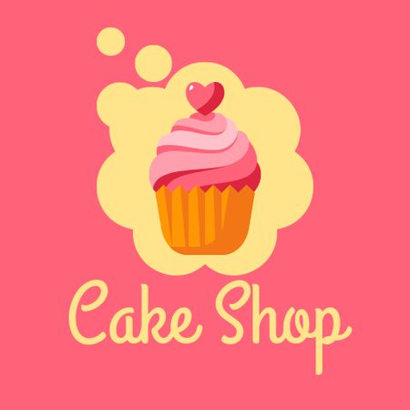 Bakery Ad with Cake Illustration Logo Design Template