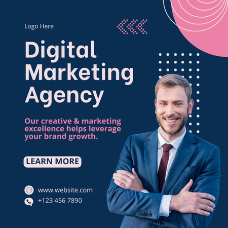 Modèle de visuel Confident Businessman on Digital Marketing Agency - LinkedIn post
