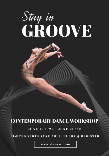 Dance Workshop Ad with Female Dancer Poster 28x40in – шаблон для дизайну