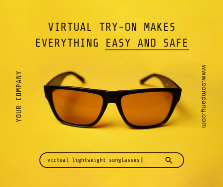 Modèle de visuel Annonce d'une nouvelle application mobile avec des lunettes en jaune - Facebook