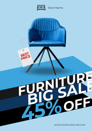 Designvorlage Blue Armchair on Big Sale of Furniture Offer für Poster