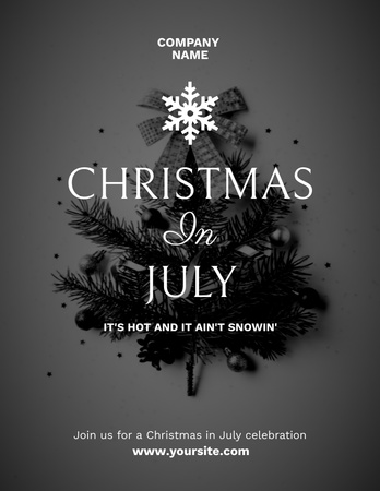 Christmas Party in July with Christmas Tree Flyer 8.5x11in Design Template