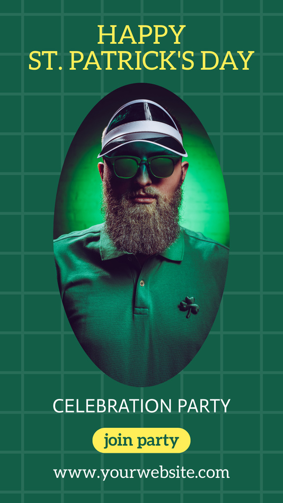Happy St. Patrick's Day Greeting with  Bearded Man Instagram Story Tasarım Şablonu
