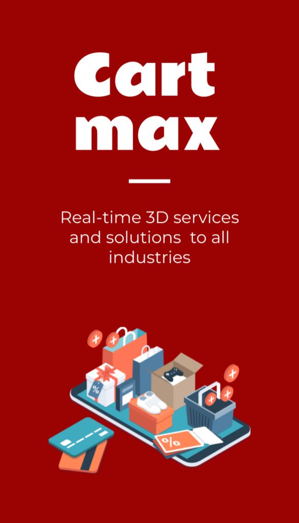 Real Time 3D Design Offer For All Industries Business Card US Vertical – шаблон для дизайна