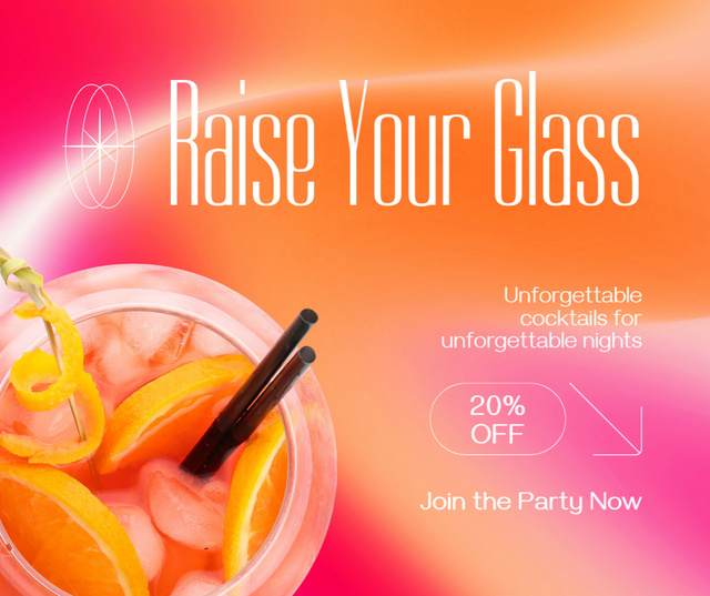 Discount on Unforgettable Cocktails for Night Parties Facebookデザインテンプレート