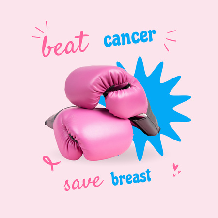 Plantilla de diseño de sensibilización sobre el cáncer de mama con la mujer en botas de color rosa brillante Instagram 