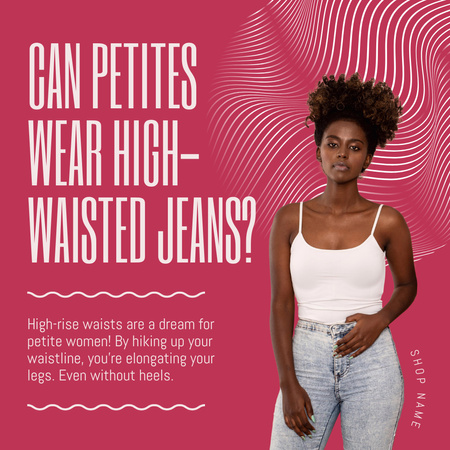 Реклама одежды для миниатюрных со стильной женщиной Instagram – шаблон для дизайна