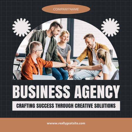 Business Agency Ad with People on Meeting in Office LinkedIn post Design Template