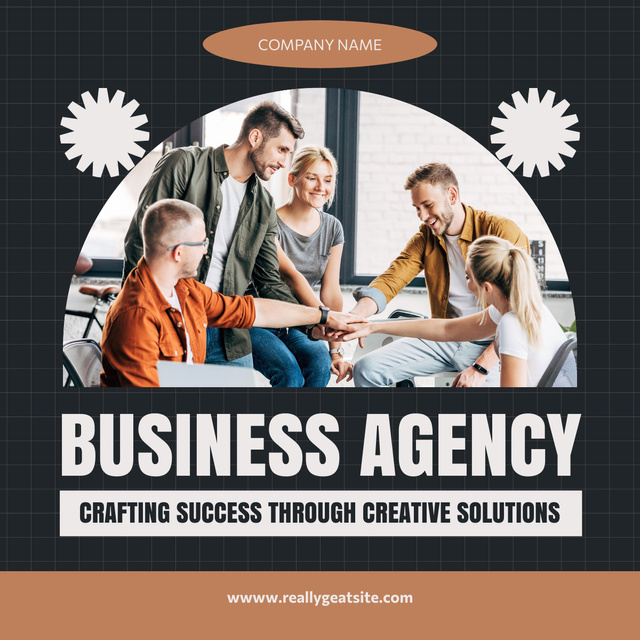 Business Agency Ad with People on Meeting in Office LinkedIn post Modelo de Design