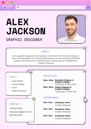 SEO Graphic Design Specialist Skills Resume tervezősablon