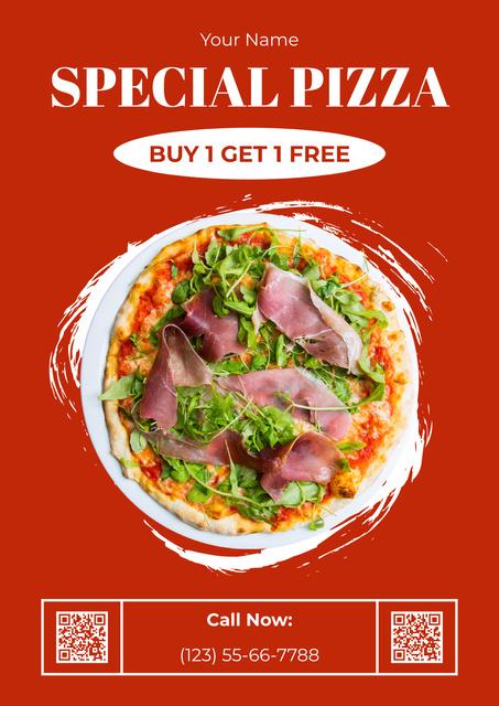 Designvorlage Promotion for Special Pizza with Bacon für Poster